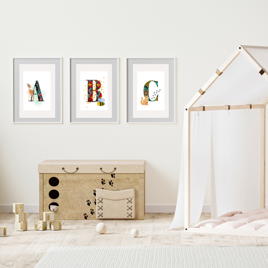 Animal Alphabet Initials A4 Prints