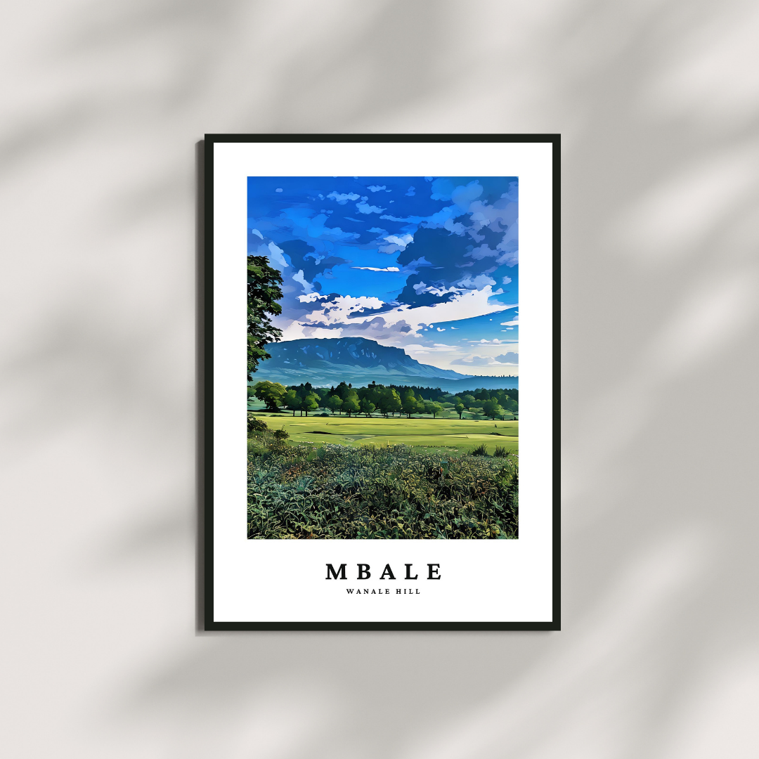 Uganda mbale foothills poster art print with hills and green landscape sight